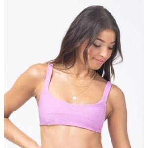 L*Space Jess Bikini Top in Rosebud Pink Ribbed Size D NWT